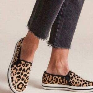 Keds + Kate Spade Calf Hair Leopard Slip-On Sneakers Size 7.5 Travel Vacation